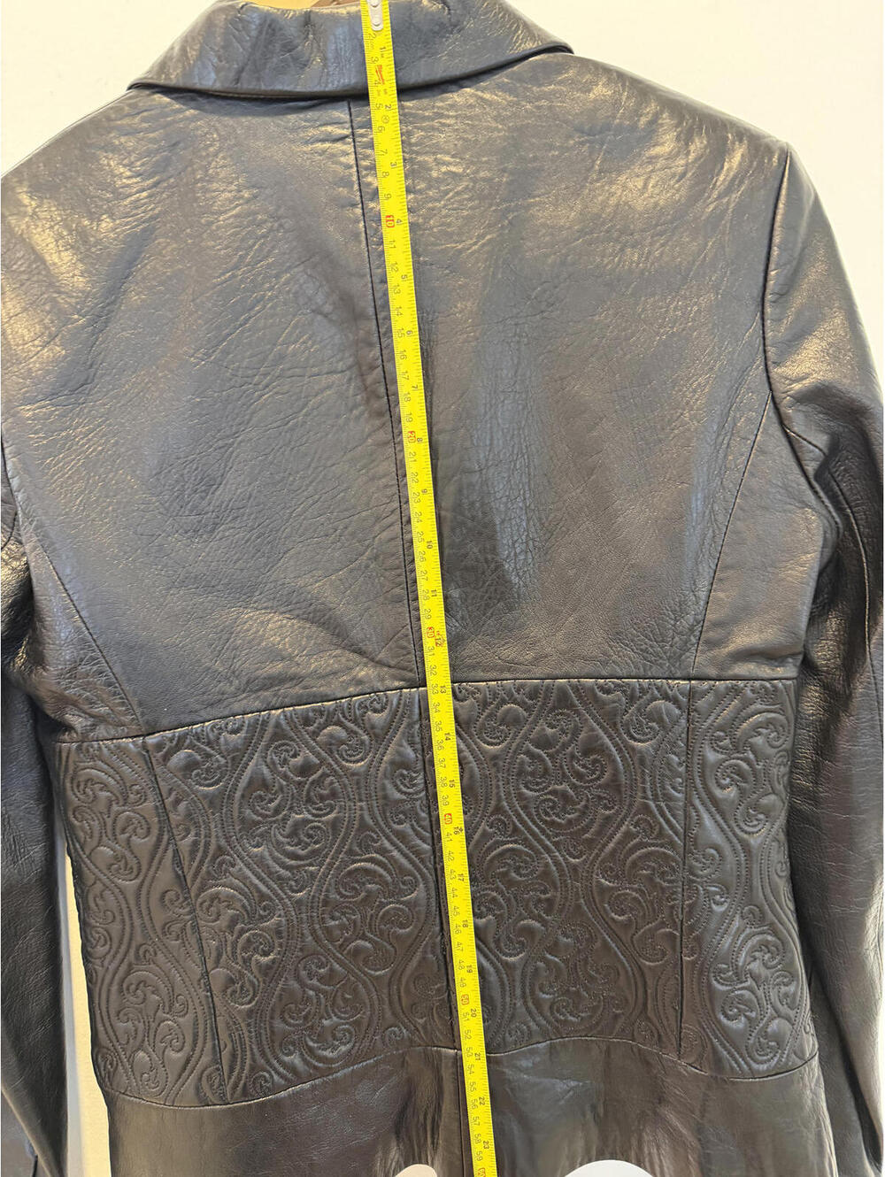 Black Leather Embroidered Blazer Jacket BCBG Maxazria - Picture 6 of 8